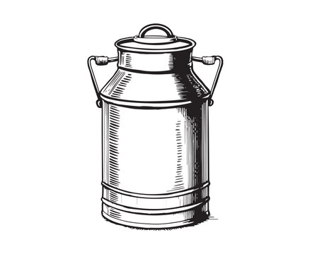 Milk Can Vector Sketch Line Drawing