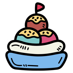 banana split ice cream filled outline icon style