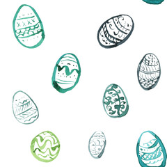 Seamless texture with Easter motif assembled from watercolor components.