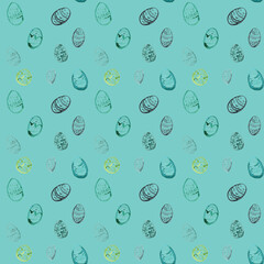 Seamless texture with Easter motif assembled from watercolor components.