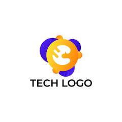 ILLUSTRATION LETTER C WITH GRADIENT ORANGE PURPLE COLOR CIRCLE DOT TECH LOGO ICON TEMPLATE DESIGN VECTOR