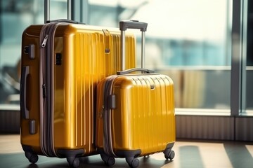 luggage suitcase at the airport for vacations and holiday AI Generated
