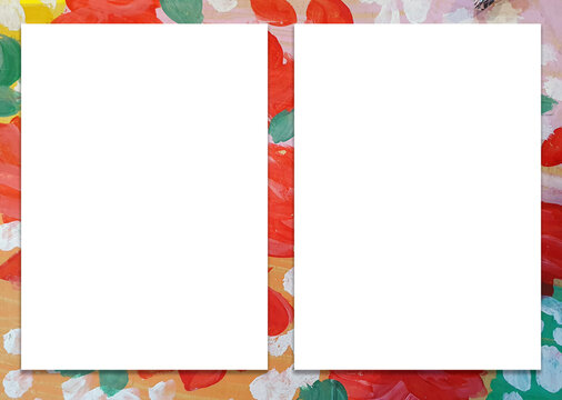 Edit grid with white margins on top of various colored brush touch images.

This is an A3 size image suitable for use as a design editing background.