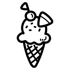 ice cream cone line icon style