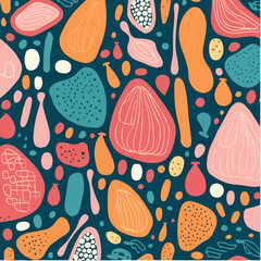 seamless pattern with flowers and organic forms