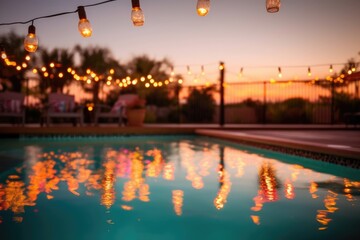 pool happy hour party chain light bulbs summer few flow AI Generated