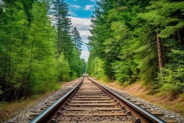 Fototapeta premium along a railroad on an summer afternoon AI Generated