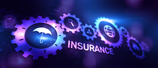 Insurance, health family car money travel Insurtech concept on virtual screen.