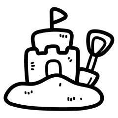 Sand castle line icon style