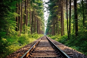 Obraz premium along a railroad on an summer afternoon AI Generated