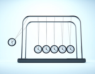 Newton's cradle with watch.