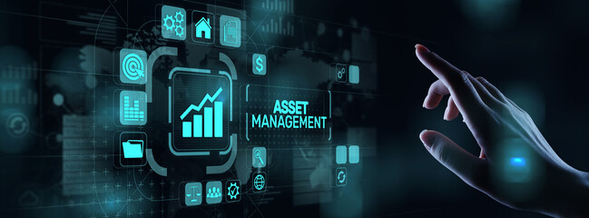 Asset management Business technology internet concept button on virtual screen.