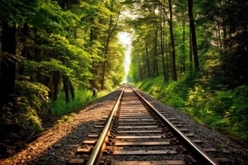 Obraz premium along a railroad on an summer afternoon AI Generated