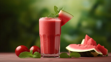 Healthy watermelon fruit smoothies.Generative Ai. - obrazy, fototapety, plakaty