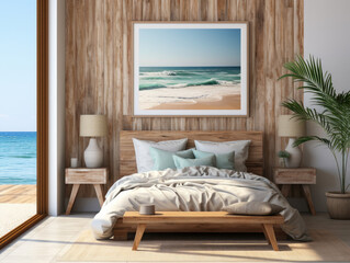 Mock up frame in cozy Home Interior Background, Mockups Design 3D, High-quality Mockups, Generative Ai