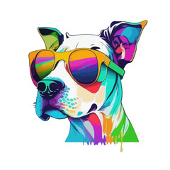 Fototapeta premium Abstract Canine Chic: Dog Wearing Glasses Splash - A Seamless Design for Veterinary Fashion and Pet Lovers