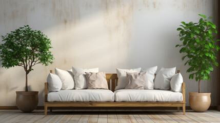 Mockup Frame In White Cozy Living Room, Mockups Design 3D, High-quality Mockups, Generative Ai