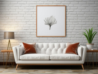Mockup Poster In Modern Living Room, Mockups Design 3D, High-quality Mockups, Generative Ai
