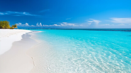 Beautiful sea beach with white sandy beach.Generative Ai.