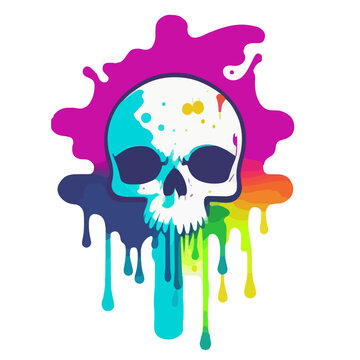 Abstract Skulls: Spooky Street Fashion - A Creative and Colorful Gothic Illustration of Dark Danger in Seamless Scary Art