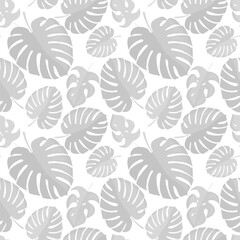 Palm Leaf Seamless Background. Monochrome pattern tropical leaf.