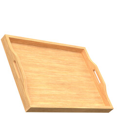 3D rendering illustration of a wooden serving tray