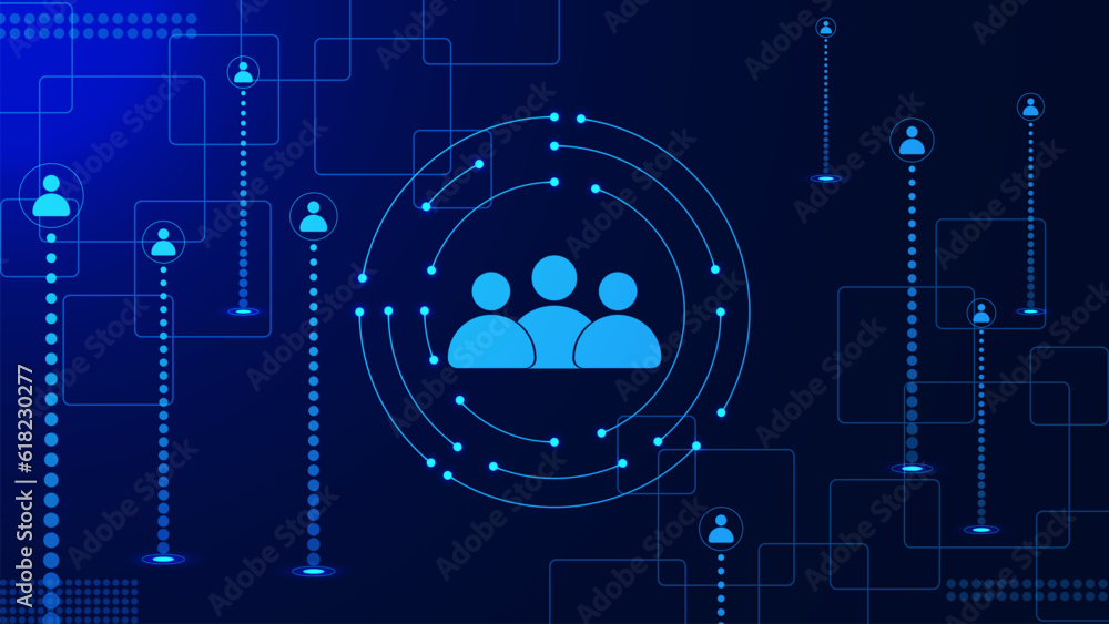 Poster customer relationship management and global network connection. digital communication technology con