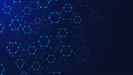Abstract hexagonal shapes for molecular structure. Medical, chemistry, science and technology background design concept.