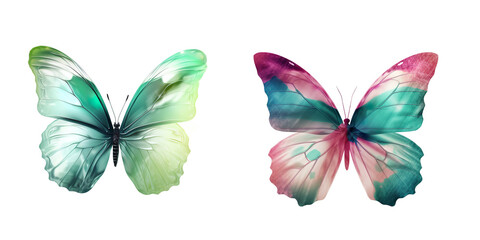 watercolor set of fantasy butterfly, ai generated