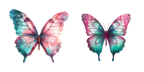 watercolor set of fantasy butterfly, ai generated