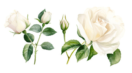 watercolor set of roses, ai generated