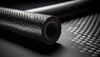 Metallic yoga circle rolled up for exercise generated by AI