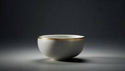 Shiny metal crockery and pottery decorate the table generated by AI