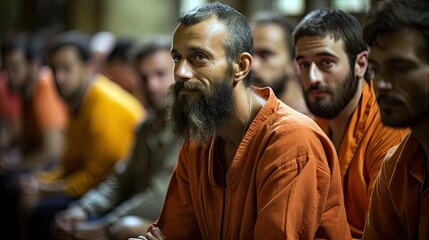 Obraz premium Prisoners attend religious services or spiritual programs.