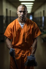 Prison inmate mopping floors.