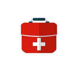 Obraz premium Simple first aid kit icon, Medical Bag Icon, nursing bag, corona virus, Medical bag with tools for help health in the office of a doctor at hospital,Red bag with first aid, transparent background PNG