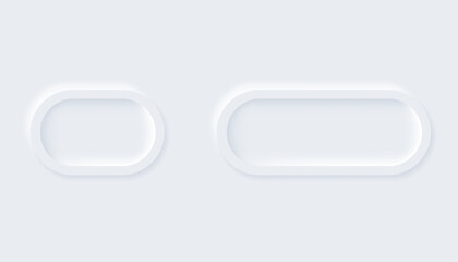 Neumorphic buttons. Simple trendy design elements UI components isolated on light background. Control element for website, mobile app menu and navigation with rounded edges