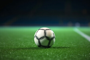 Fototapeta na wymiar Soccer ball on the green field.Generative Ai.