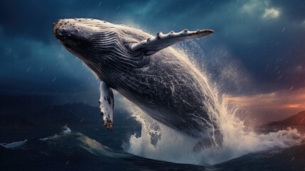 Majestic Whale Leaping out of Water