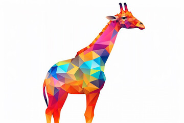Colorful giraffe on white background.Generative Ai.
