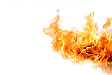 Fire on white background.Generative Ai.