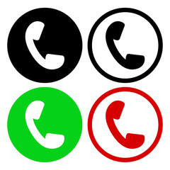 Phone icons set. Handsets. Vector icons isolated on white background.
