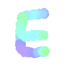 Alphabet E cloudy rainbow pastel colours 