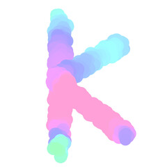 K k Alphabet cloudy rainbow pastel colours	
