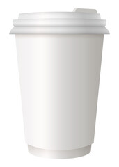 Coffee cup with place for lettering. Coffee to go. Hot street drinks, cardboard packaging plastic cap