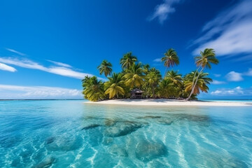 Fototapeta na wymiar Beautiful paradise tropical island with blue sky landscape.Generative Ai.
