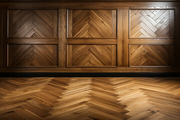 Classic Oak: A timeless parquet pattern in warm oak wood, types of parquet background, textures Generative AI