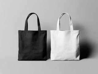 Tote Bags Mockup on Gray Background