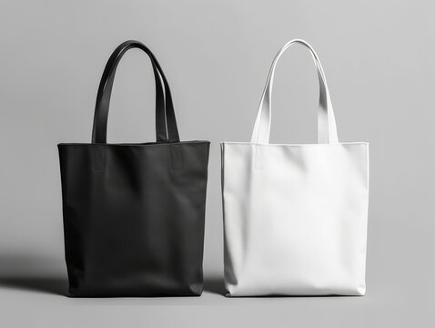 Tote Bags Mockup on Gray Background