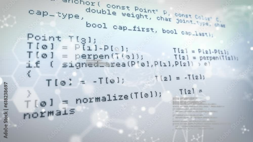 Poster animation of scientific data processing on light background